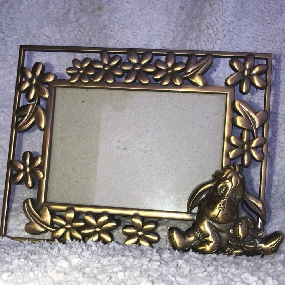 Winnie the Pooh Eeyore gold metal brass picture frame Walt Disney collectible